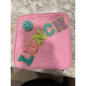 Insulated Lunch Bag Preppy Insulated Reusable with Smiley Preppy (Pink)